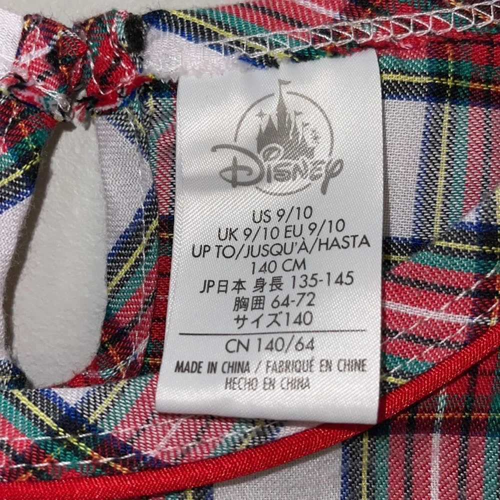 Disney Minnie Plaid Holiday Christmas Nightgown 9 10